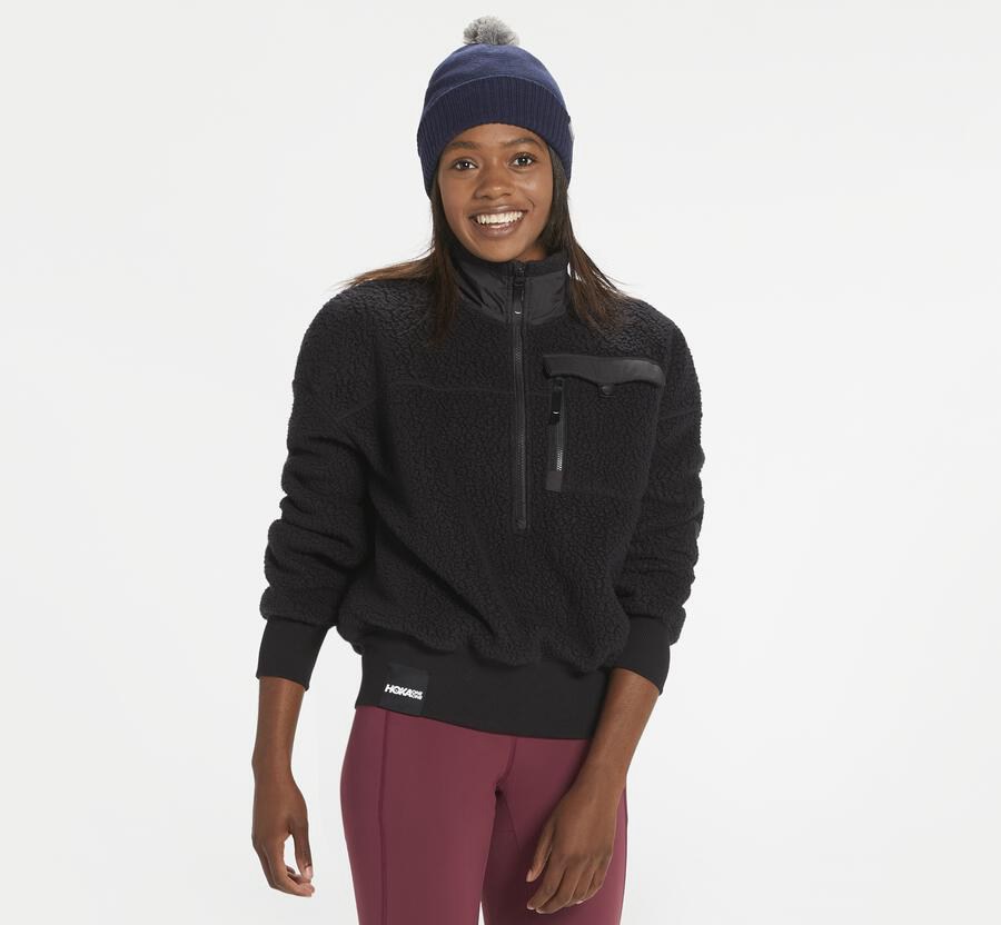 Hoka Australia One One Fleece Sky - Womens Hoodie Black - WYVZR-7032